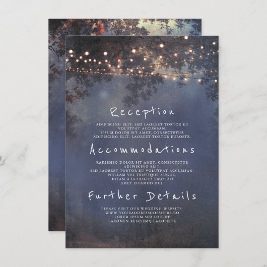 Details zu rustikalen Zweigen und Lichtern bei Hoc Begleitkarte (Vorne/Hinten)