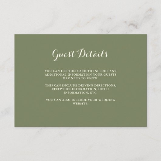 Details zu Sage und Elfenbeingastdaten Begleitkarte (Vorderseite)