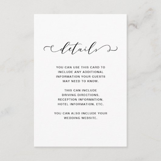 Details zu schick Schwarz-Weiß-Hochzeiten Begleitkarte (Vorderseite)