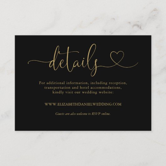 Details zu Schwarz-Gold-Herz-Skripten Begleitkarte (Vorderseite)