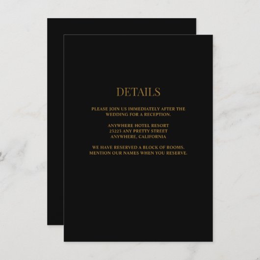 Details zu Schwarz/Gold-Hochzeiten Begleitkarte (Vorne/Hinten)