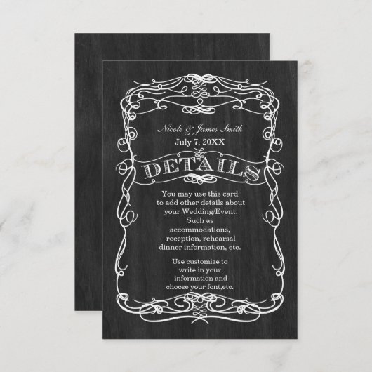 Details zu Schwarz-Holz- und Weißhochzeitungen Begleitkarte (Vorne/Hinten)