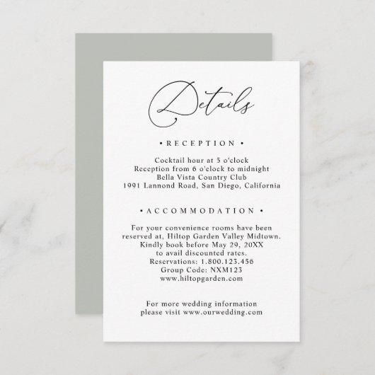 Details zu Schwarz-Weiß-Seiten Grüne Hochzeiten Begleitkarte (Vorne/Hinten)