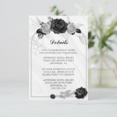 Details zu silberfarbenen und schwarzen Blume und Begleitkarte (Stehend Vorderseite)