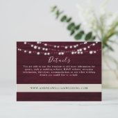 Details zu String Lights Burgundy Wedding Begleitkarte (Stehend Vorderseite)