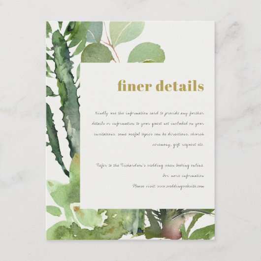 DETAILS ZU WASSERFÄLLEN VON DESERT CACTI FOLIAGE BEGLEITKARTE (Vorderseite)