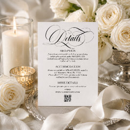 Details zu weißen und schwarzen, eleganten Skripte Begleitkarte