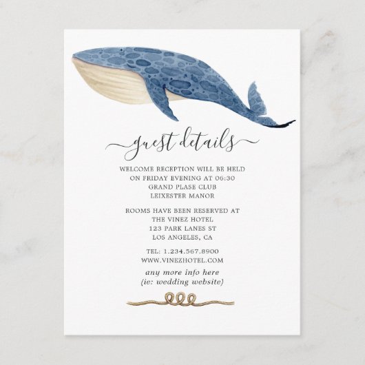 Details zu Whale Nautical Wedding Begleitkarte (Vorderseite)