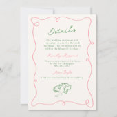 Details zu Whimsical Hand Drawn Pink & Green Weddi Einladung (Rückseite)