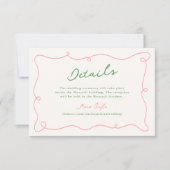 Details zu Whimsical Hand Drawn Pink & Green Weddi Einladung (Vorderseite)