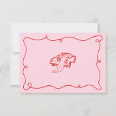 Details zu Whimsical Hand Drawn Pink & Red Wedding Einladung (Rückseite)