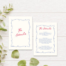 Details zu Whimsical Wavy Border & Script Hochzeit Begleitkarte
