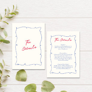 Details zu Whimsical Wavy Border & Script Hochzeit Begleitkarte