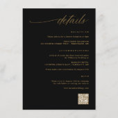 Details zu zartem Script Black and Gold Wedding Begleitkarte (Vorderseite)