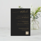Details zu zartem Script Black and Gold Wedding Begleitkarte (Stehend Vorderseite)
