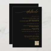 Details zu zartem Script Black and Gold Wedding Begleitkarte (Vorne/Hinten)