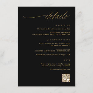Details zu zartem Script Black and Gold Wedding Begleitkarte