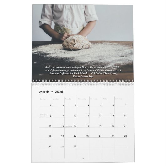 Details zum Bäckereinamen 20xx Brot hinzufügen Kalender (Mär 2026)