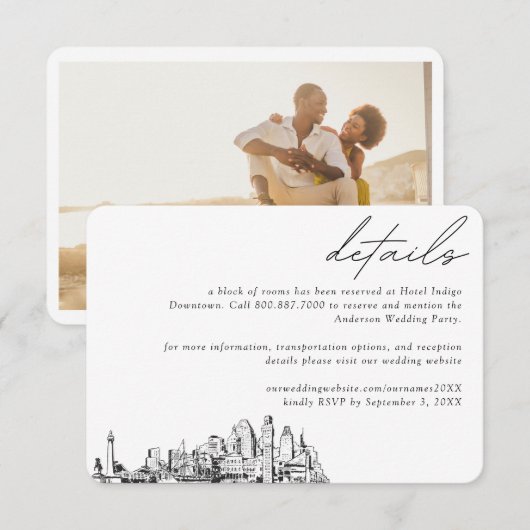 Details zum Baltimore Wedding Hotel Begleitkarte (Vorne/Hinten)