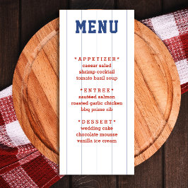 Details zum Baseball Pinstripe Wedding Menükarte