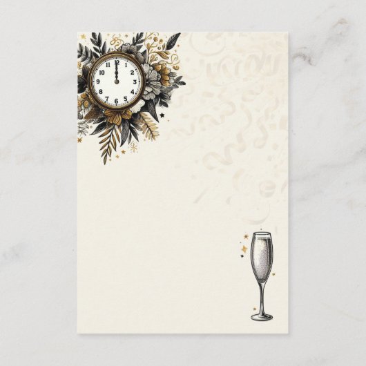 Details zum Black & Gold Silvester Begleitkarte (Rückseite)