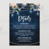 Details zum blauen blaublütigen, rustikalen String Begleitkarte (Vorderseite)