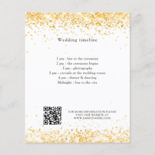 Details zum Brautprogramm für Weißgold Konfetti QR Flyer (Hinten)