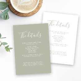 Details zum Budget Minimal Sage Green Wedding Begleitkarte