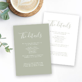 Details zum Budget Minimal Sage Green Wedding Begleitkarte