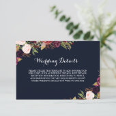 Details zum burgundy Navy Floral Fall Empfang Begleitkarte (Stehend Vorderseite)