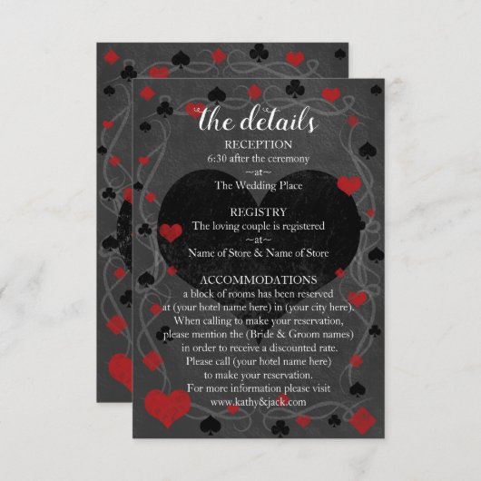 Details zum Casino Las Vegas Wedding Begleitkarte (Vorne/Hinten)