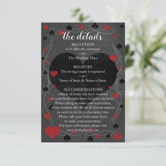 Details zum Casino Las Vegas Wedding Begleitkarte (Stehend Vorderseite)