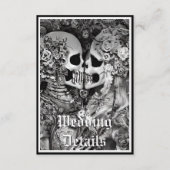 Details zum dunkelgotischen Schwarz-Weiß-Skelett Begleitkarte (Vorderseite)