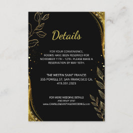 Details zum eleganten Black Gold Wedding Leaf Desi Begleitkarte