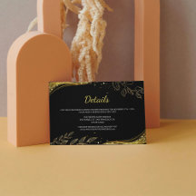 Details zum eleganten Black Gold Wedding Leaf Desi