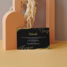 Details zum eleganten Black Gold Wedding Leaf Desi Begleitkarte