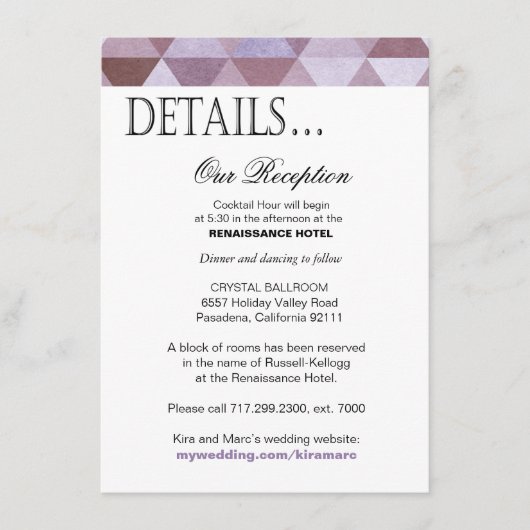 Details zum Empfang geometrischer Dreiecke | Laven Begleitkarte (Vorderseite)