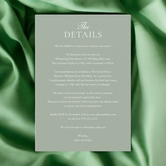 Details zum Foto "Sage Green Wedding" Begleitkarte