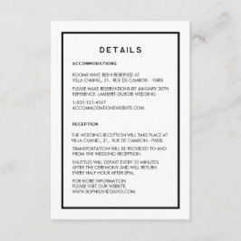 Details zum französischen Chic Minimal Black & Whi Begleitkarte