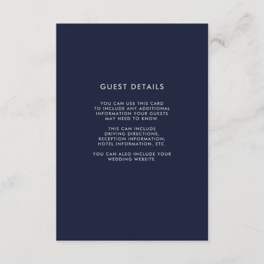 Details zum Gästebuch in blau und weiß gestrichene Begleitkarte (Vorderseite)