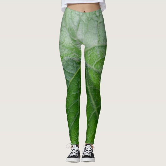 Details zum grünen Leaf Leggings (Vorderseite)