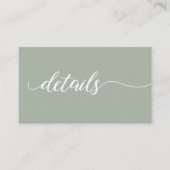 Details zum grünen Skript Hochzeitwebsite QR-Code Begleitkarte (Vorderseite)