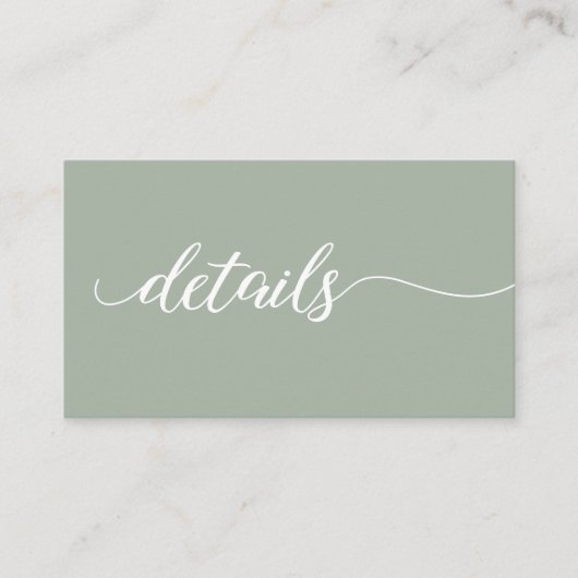 Details zum grünen Skript Hochzeitwebsite QR-Code Begleitkarte (Vorderseite)