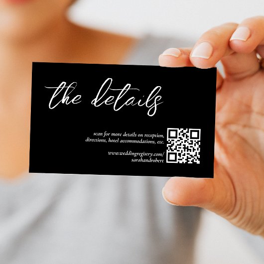 Details zum Hochzeitscode für Black Elegant Begleitkarte