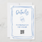 Details zum Hochzeitscode (Qr-Code) für blaue und Einladung (Rückseite)