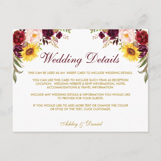 Details zum Hochzeitsdatum für Wasserfarben-Gold-H Postkarte (Vorderseite)