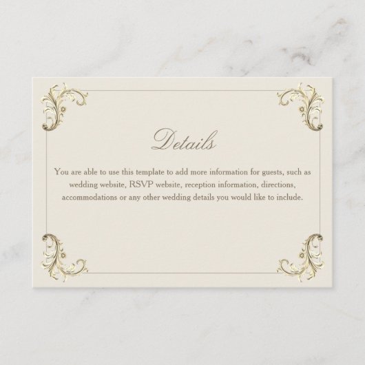 Details zum Hochzeitsdatum von Barockgold Begleitkarte (Vorderseite)