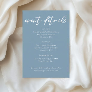 Details zum Hochzeitsereignis mit dunkelblauem Skr Begleitkarte