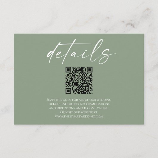 Details zum Hochzeitsgrad im Grünen QR-Code Begleitkarte (Vorderseite)