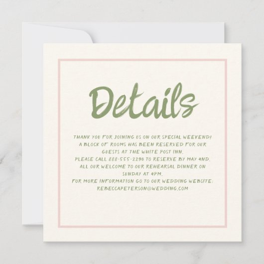 Details zum Hochzeitshandschreiben von Pastel Retr Einladung (Vorderseite)